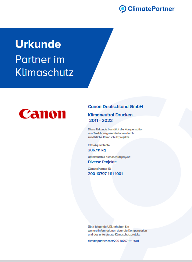 Klimaneutral Drucken mit Canon - Relaunch